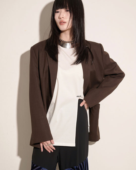 aalis NITA keyhole waist blazer (Brown)