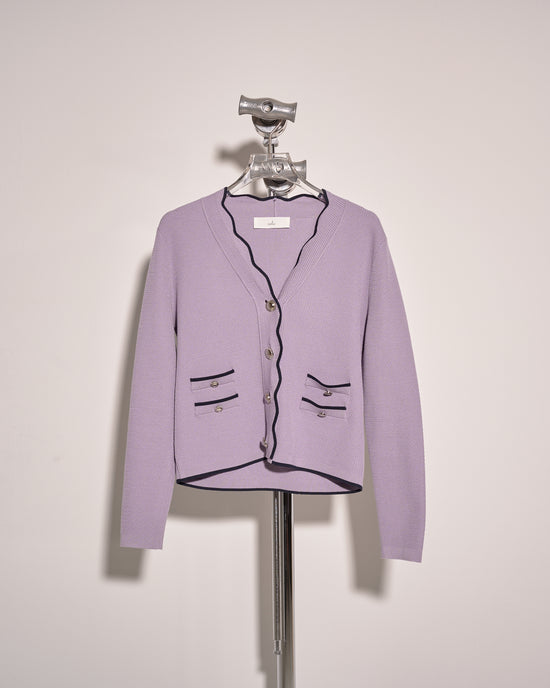 aalis MAG scallop edge color blocking cardigan (Purple mix)