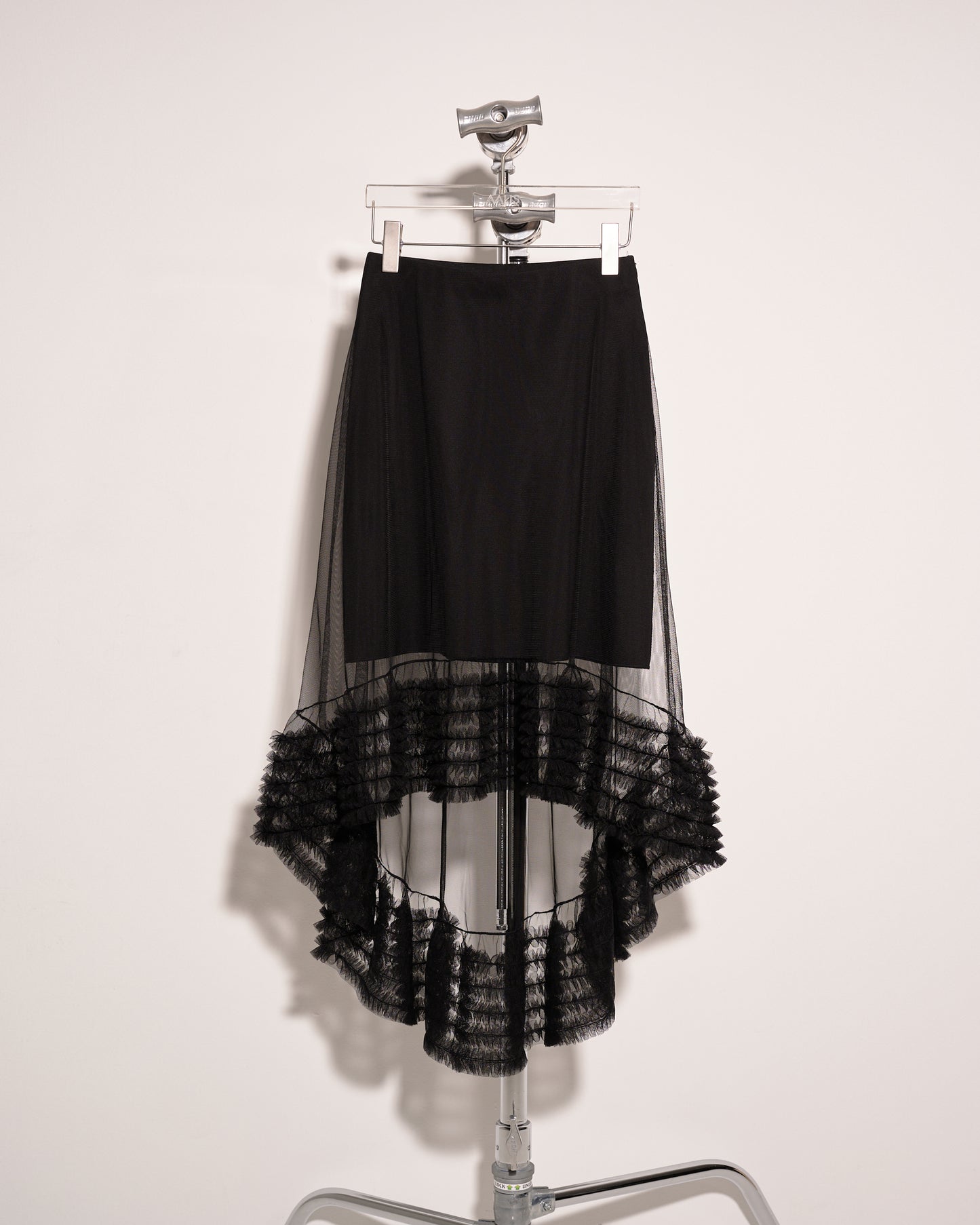 aalis SILVIA mesh trimmed skirt (Black)