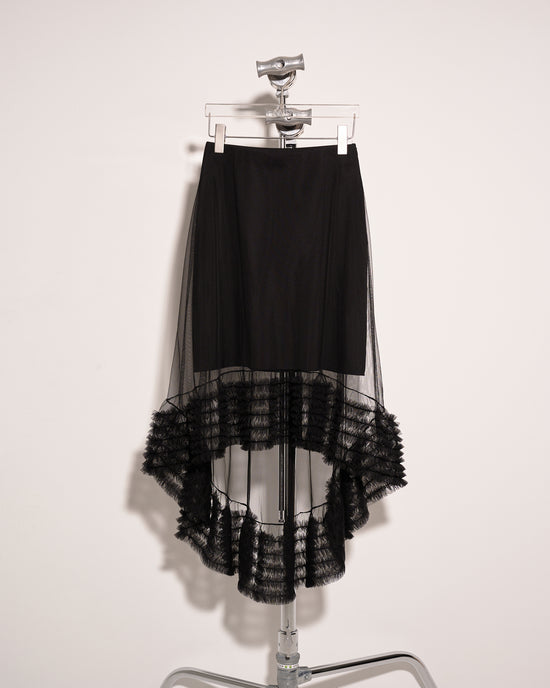 aalis SILVIA mesh trimmed skirt (Black)