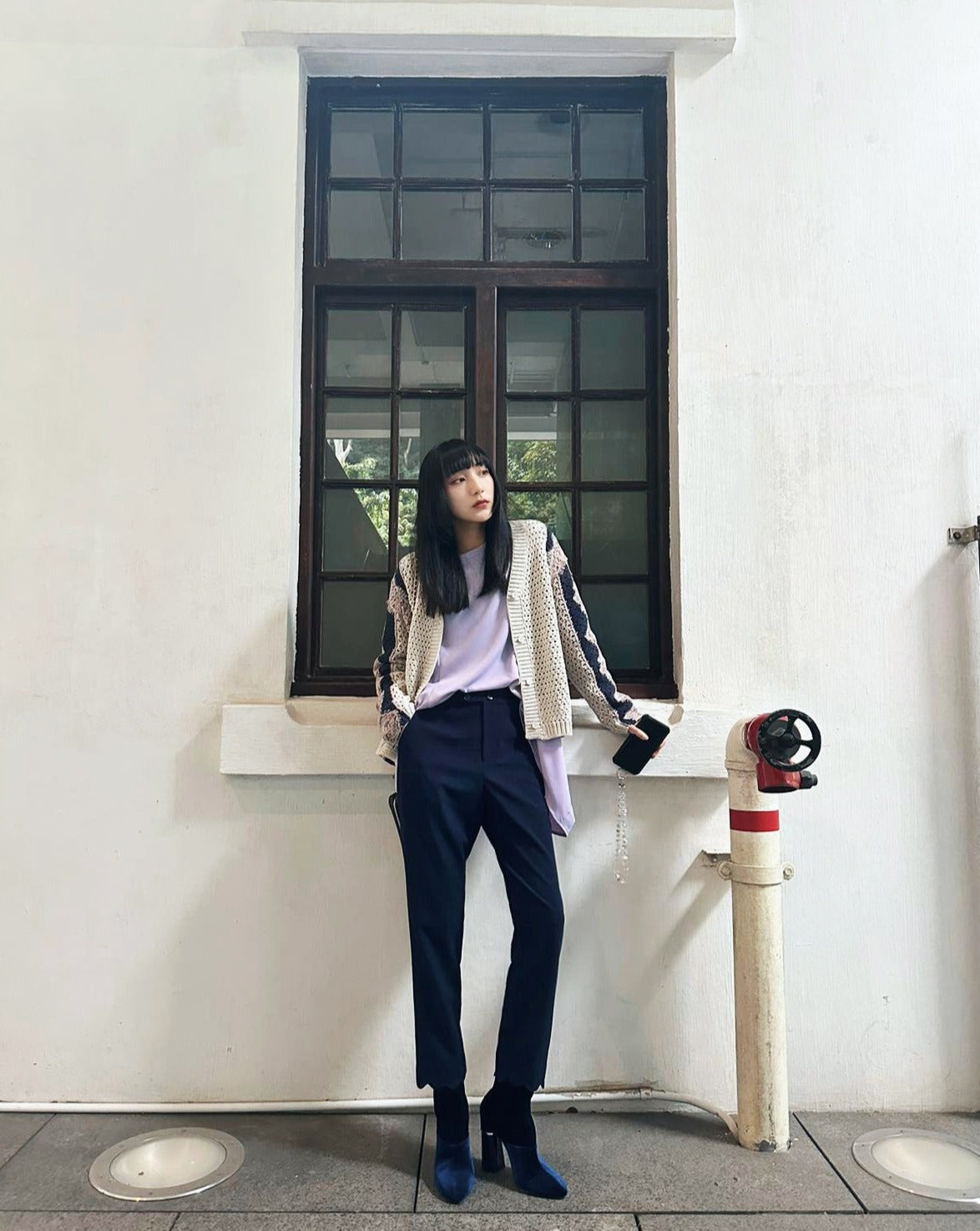 aalis KARA scallop edge pants (Navy)