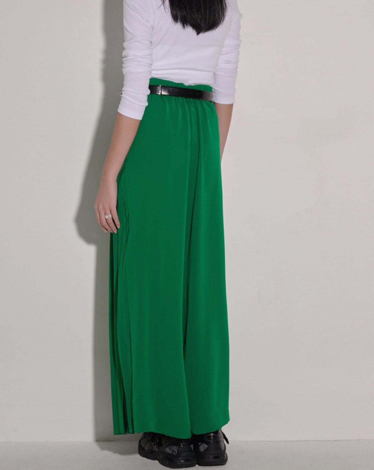 aalis CAPI pleated chiffon palazzo pants (Green)