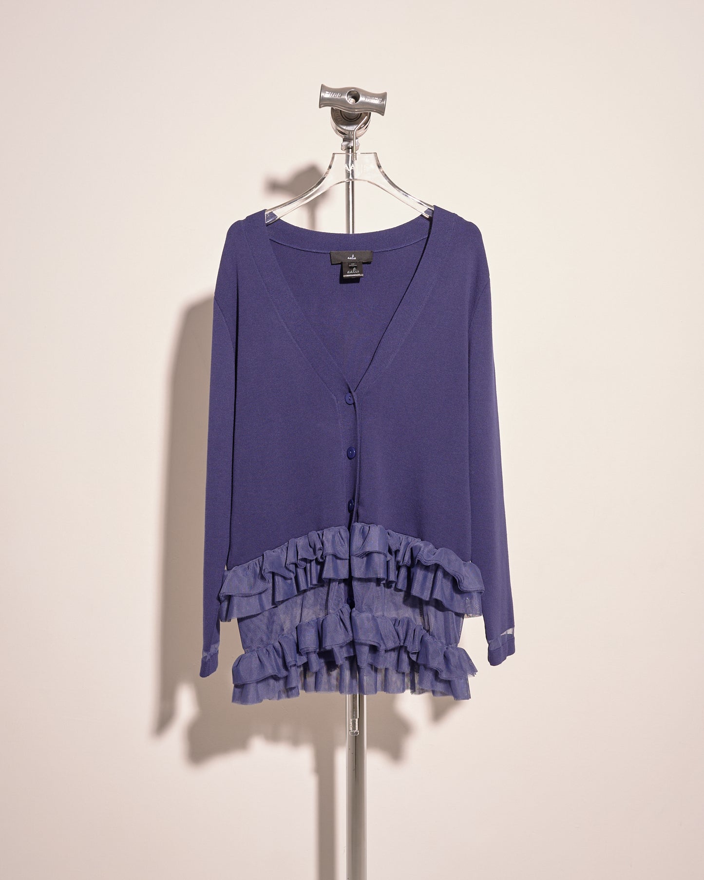 aalis KASHI mesh ruffle hem cardigan (Blue)