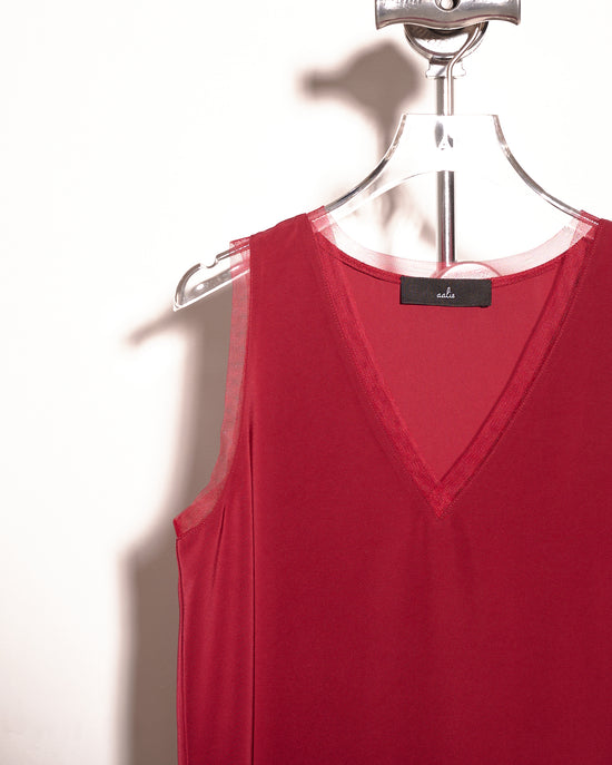 aalis IDO V neck mesh trim tank (Wine)