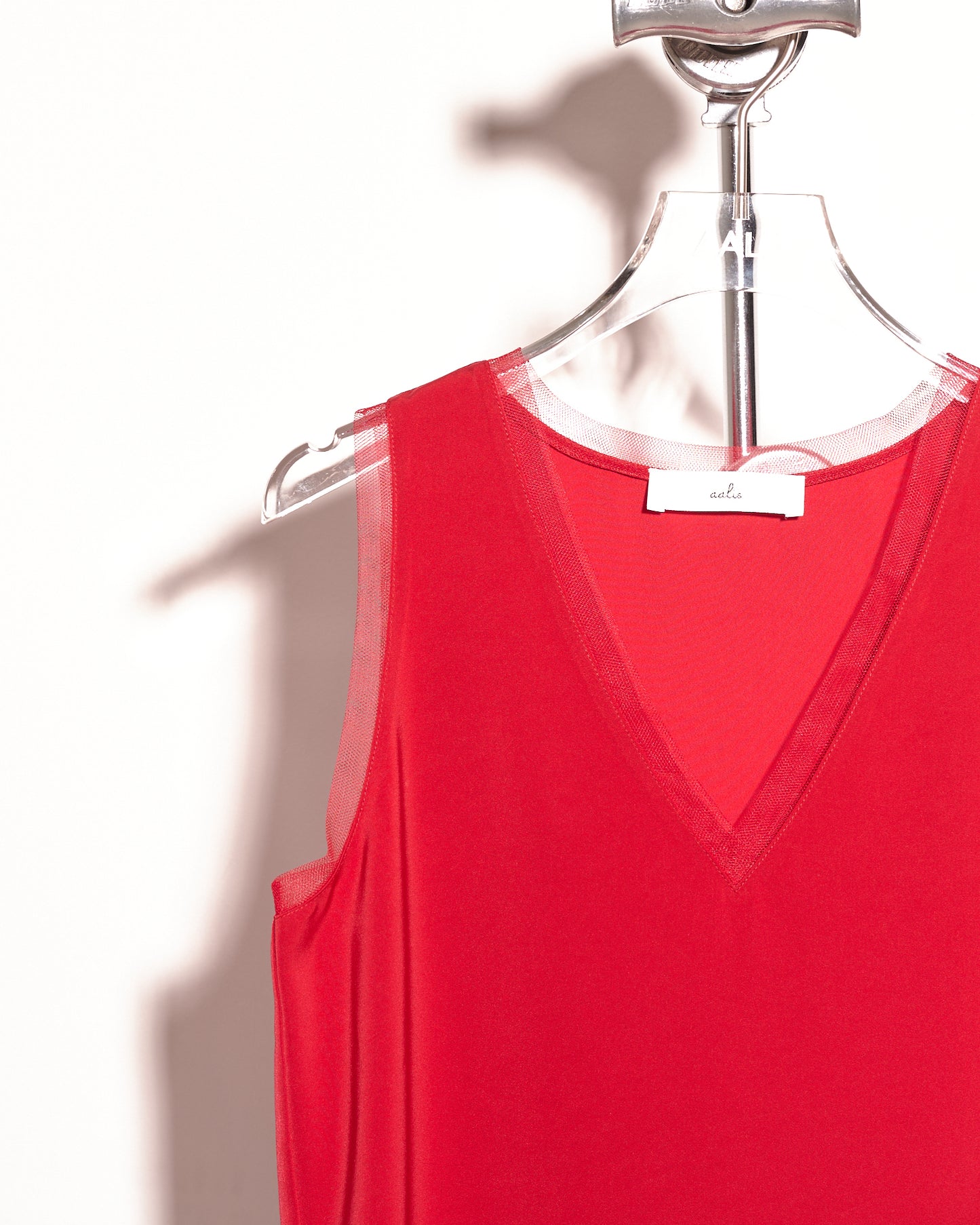 aalis IDO V neck mesh trim tank (Red)