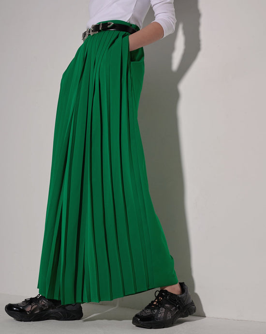 aalis CAPI pleated chiffon palazzo pants (Green)