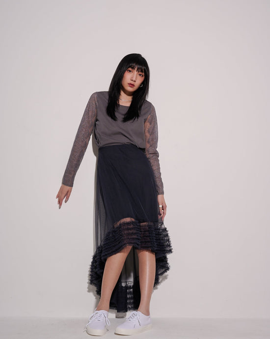 aalis SILVIA mesh trimmed skirt (Navy)