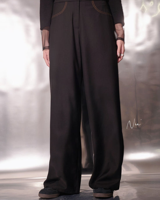 aalis NIA denim details suiting pants (Black)