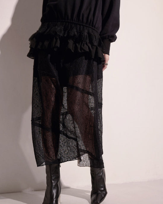 aalis SELIA lace straight skirt (Black)