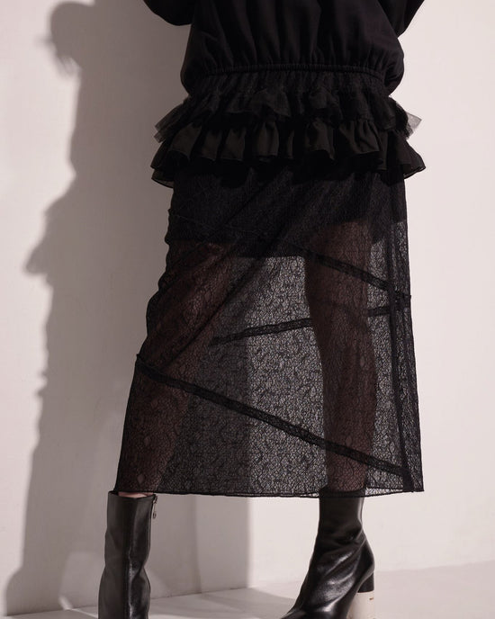 aalis SELIA lace straight skirt (Black)