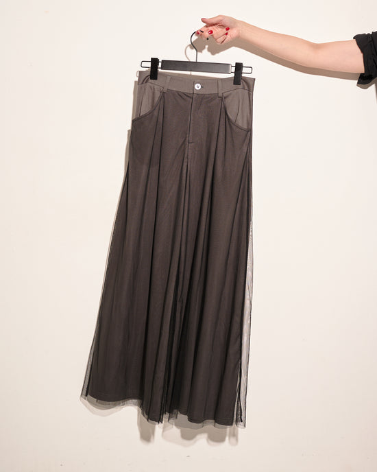 aalis ARIYA mesh details wide legs pants (Charcoal black)