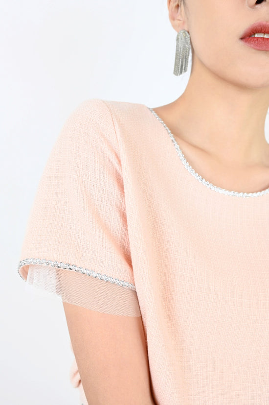 aalis RAY tweed short sleeves top (Light pink)