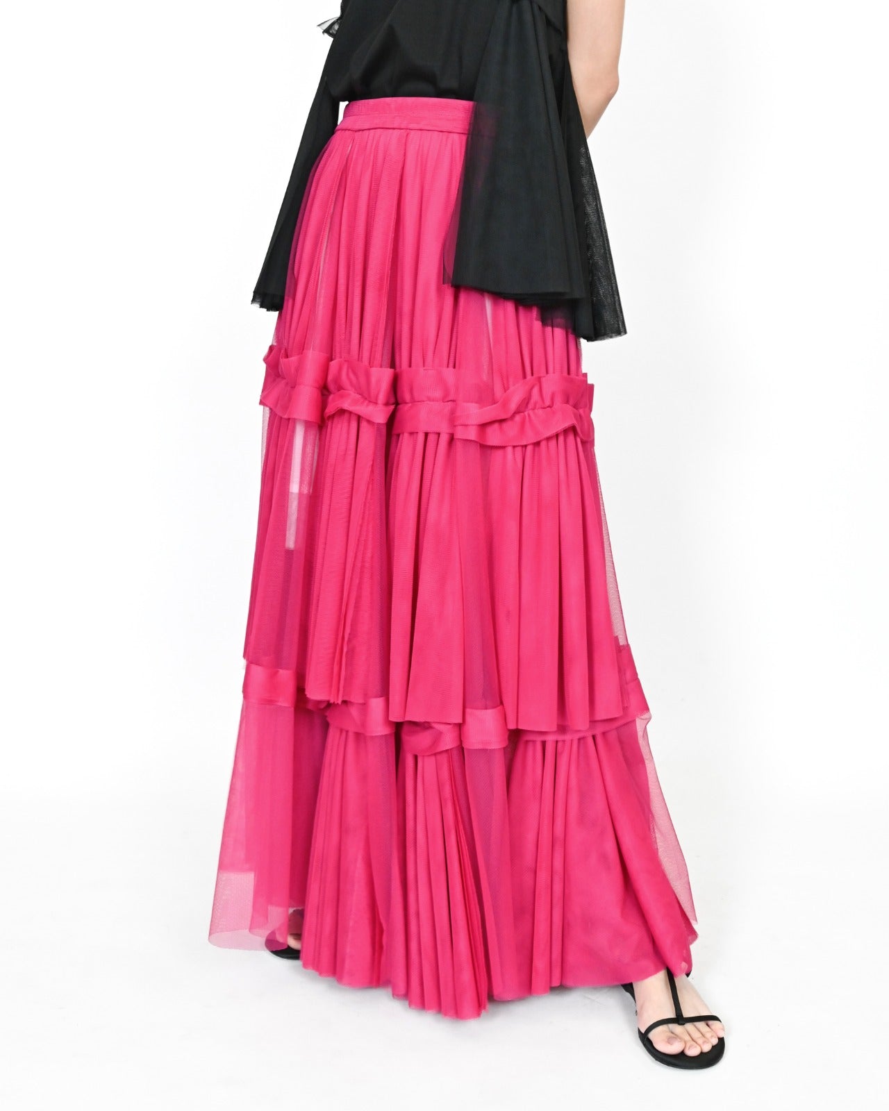 aalis YUA maxi mesh tier skirt (Magenta)