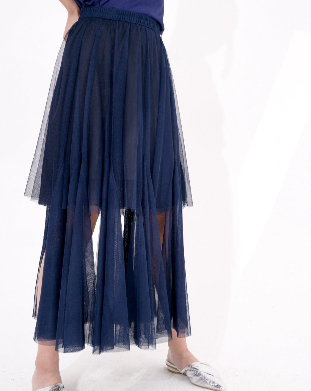 aalis JAYLA dangling detail mesh skirt (Navy)