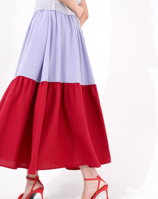 aalis MAISIE tiered midi skirt (Blue red)