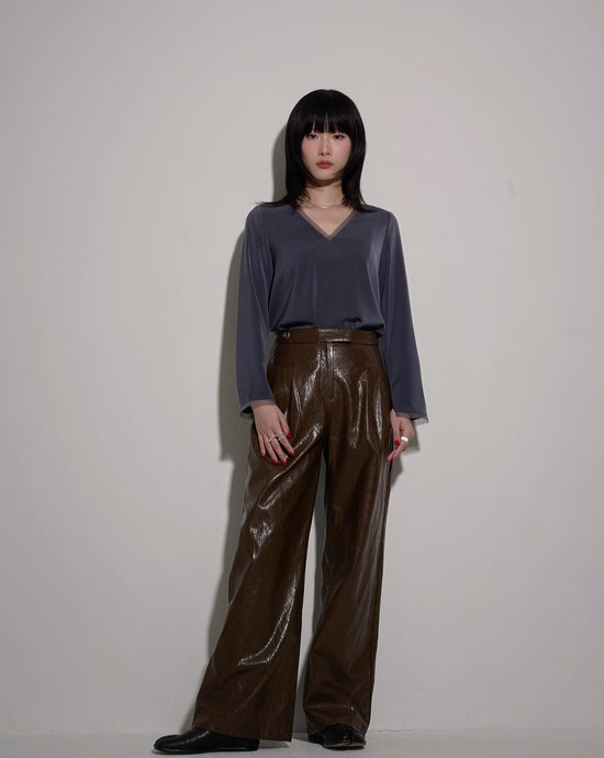 aalis SEF faux leather pants (Brown)