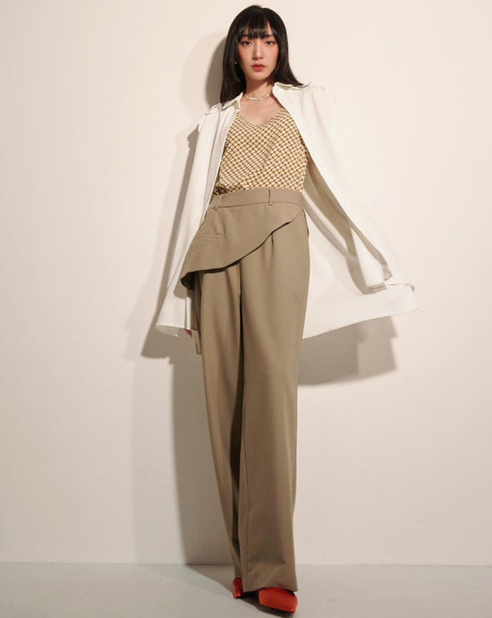 aalis LAYLA asymmetric waist panel straight leg pants (Light olive)