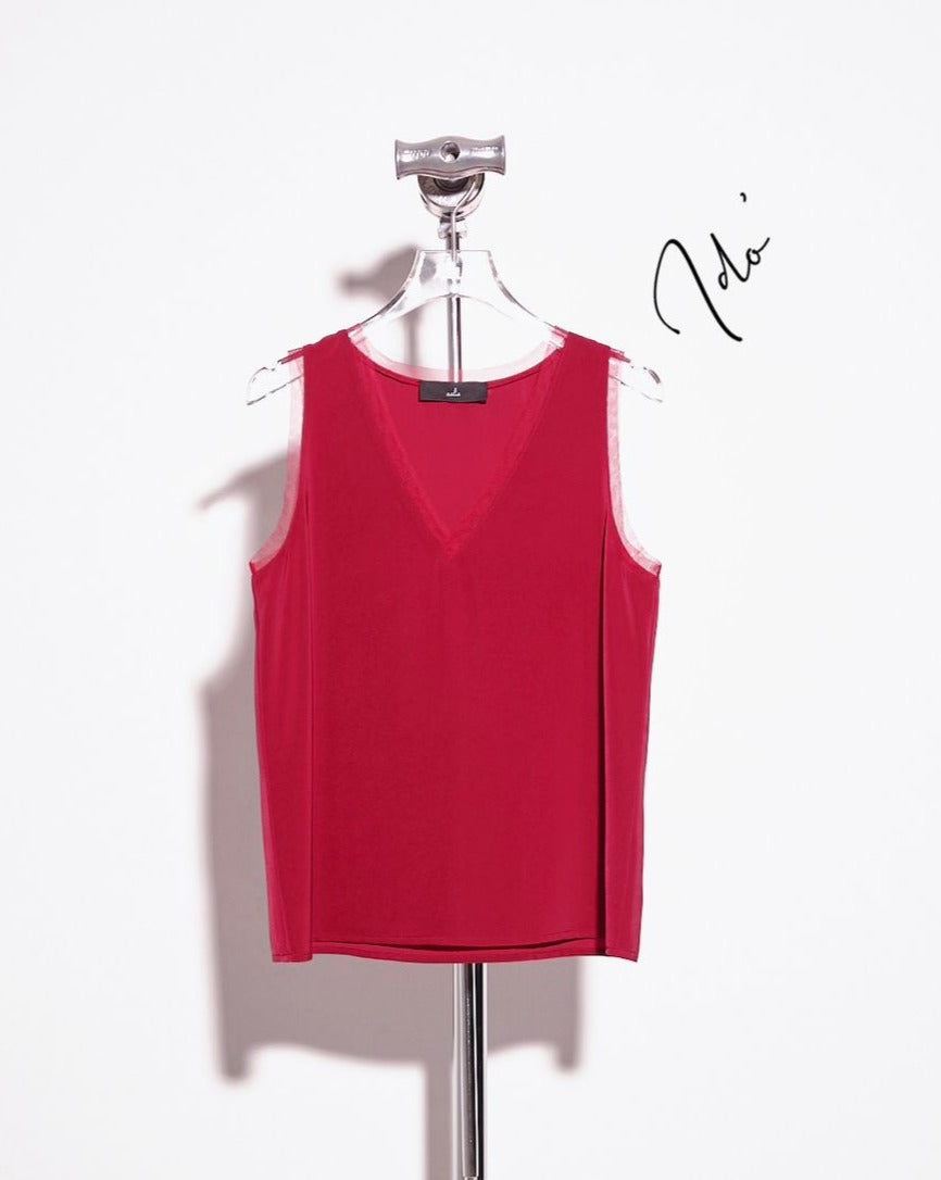 aalis IDO V neck mesh trim tank (Wine)