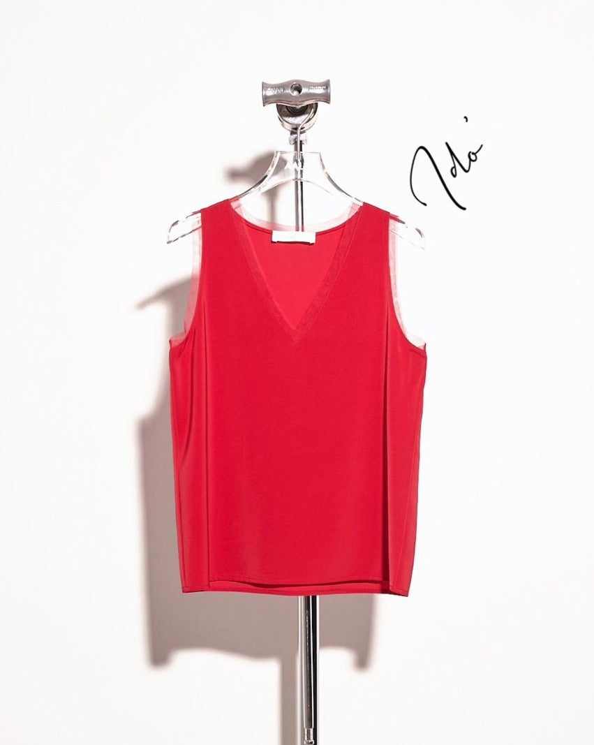 aalis IDO V neck mesh trim tank (Red)