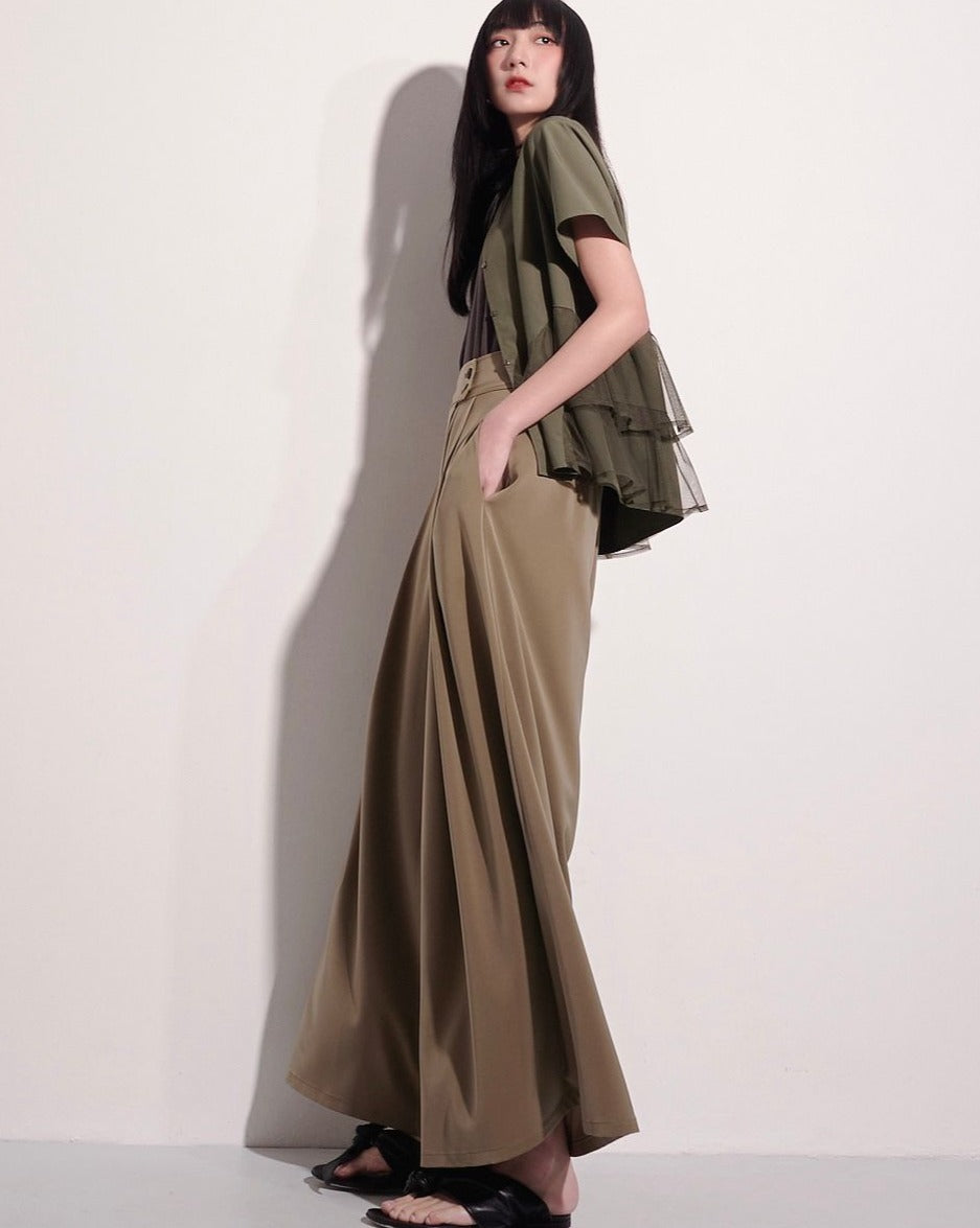 aalis CHERIE SOLID wide legs pants (Olive)