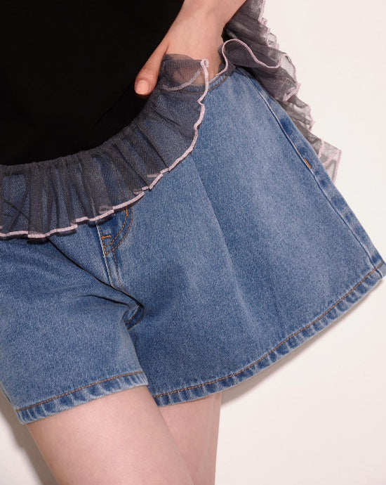 aalis VARO A line denim shorts (Blue denim)