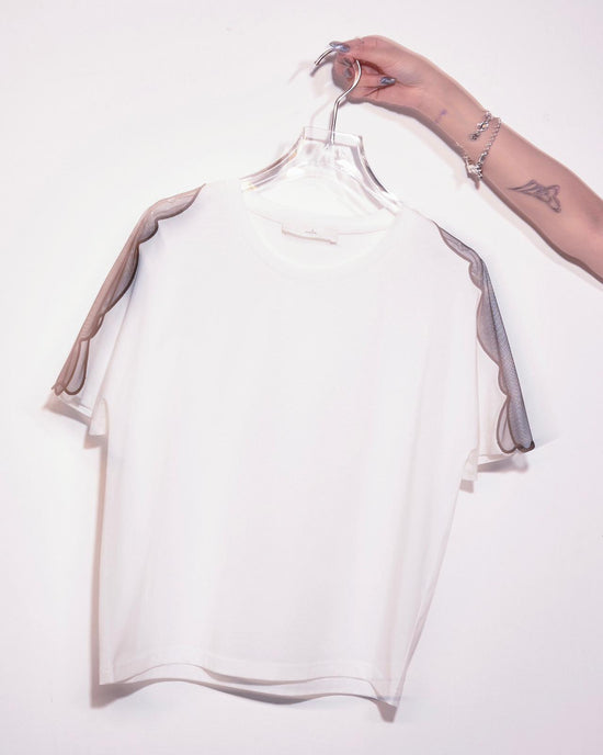 aalis KATLYN embroidery mesh sleeves tee (White)