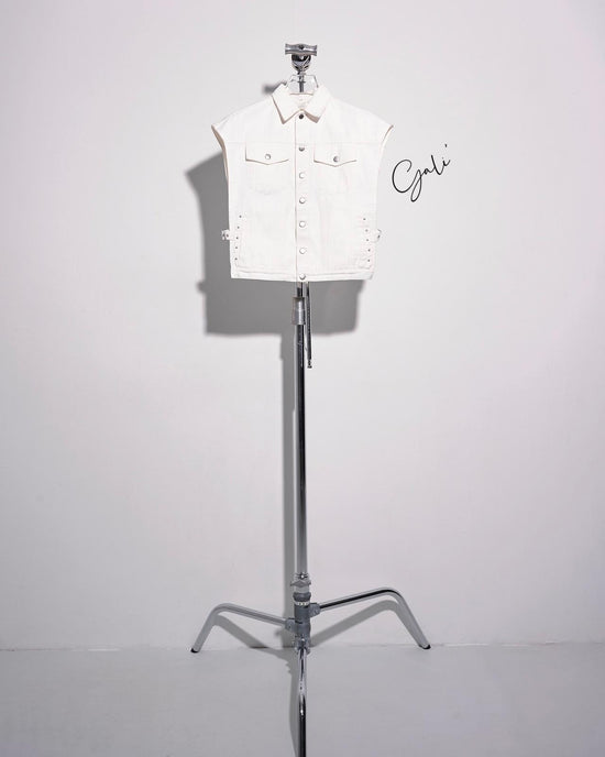 aalis GALI side open summer denim jacket (White denim)