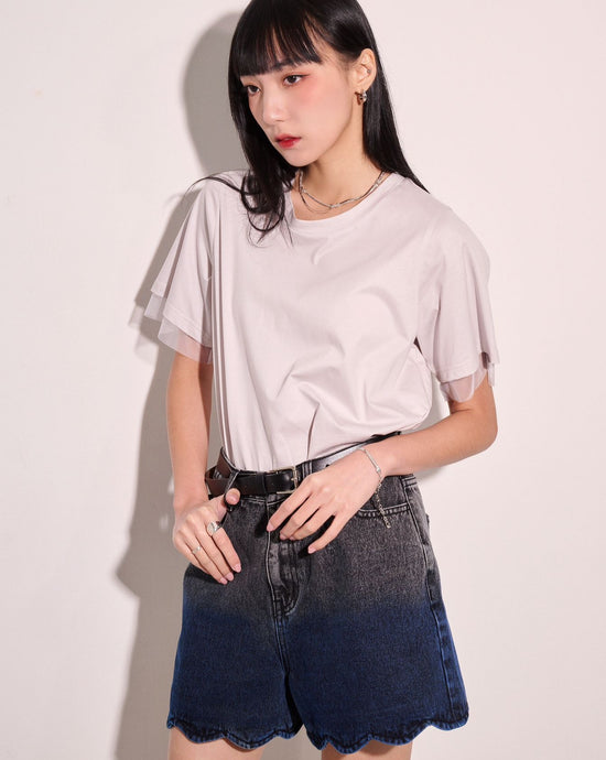 aalis PAOLA mesh inner layer SS tee (Light grey)