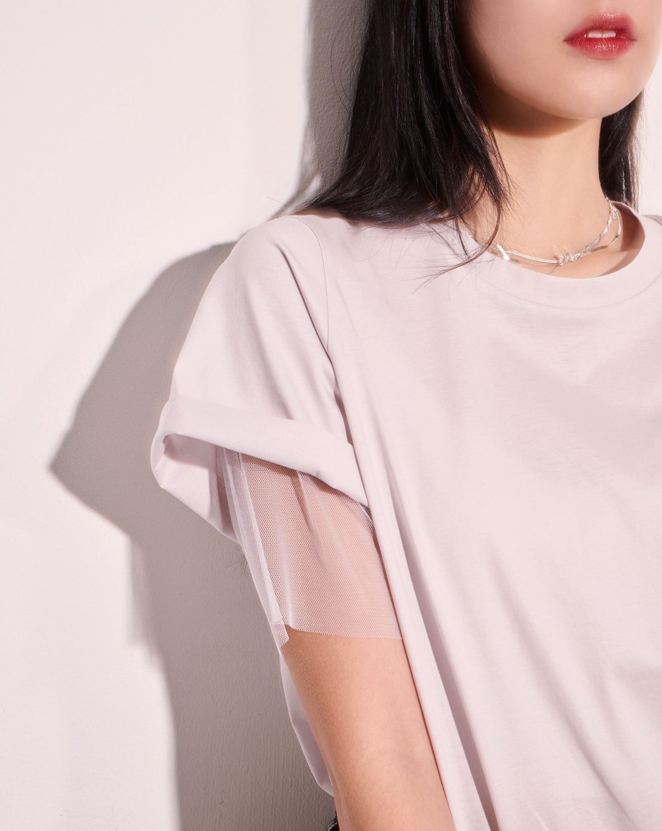 aalis PAOLA mesh inner layer SS tee (Light grey)