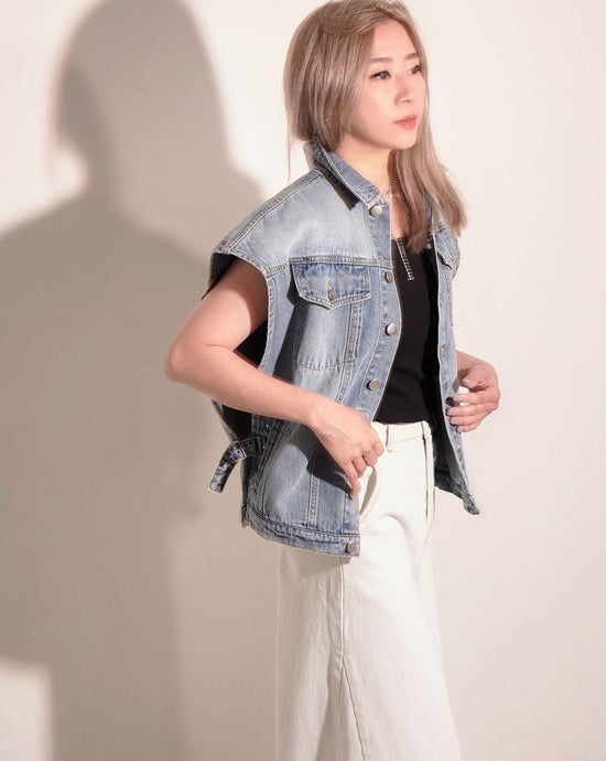 aalis GALI side open summer denim jacket (Blue denim)