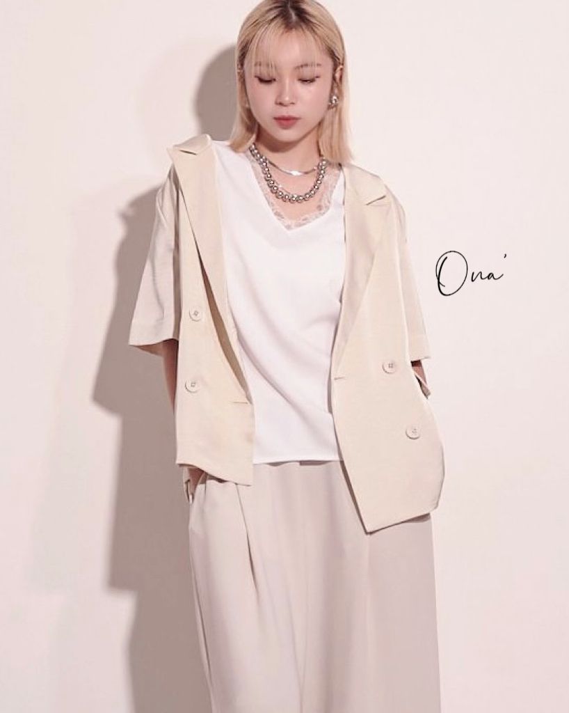 aalis ONA satin S/S blazer (Ecru)