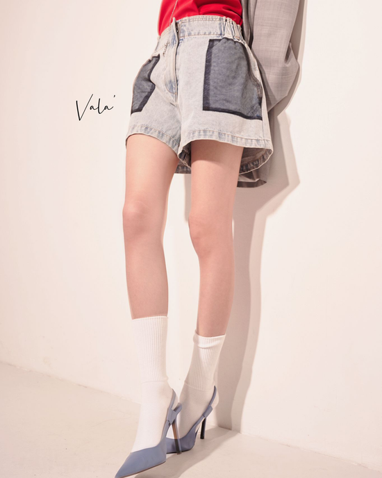 aalis VALA mesh pocket details denim shorts (Denim blue)