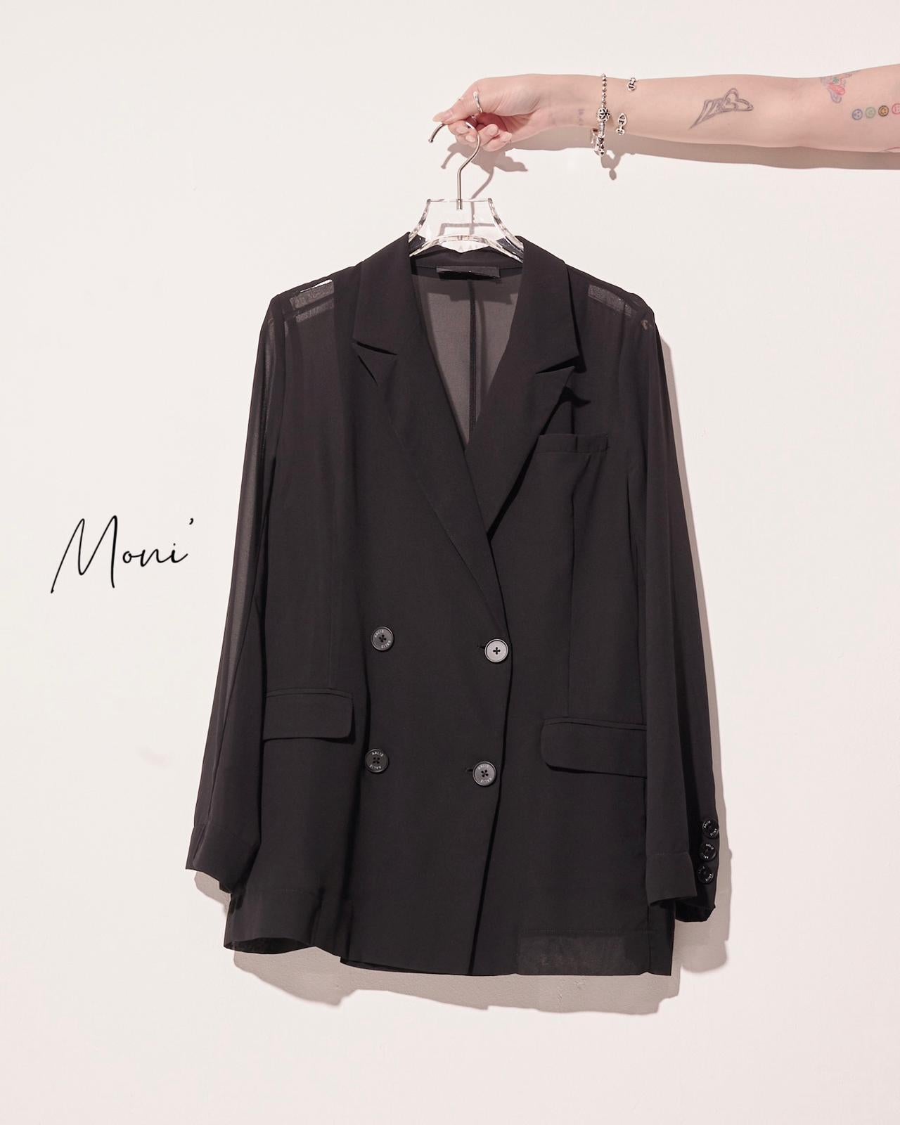 aalis MONI SS24 chiffon blazer (Black)