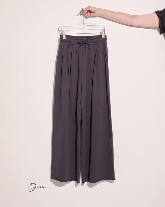 aalis DORISA elastic waist wide legs knit pants (Charcoal)