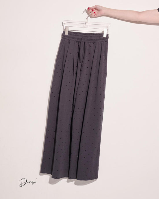 aalis DORISA elastic waist wide legs knit pants (Charcoal stone)