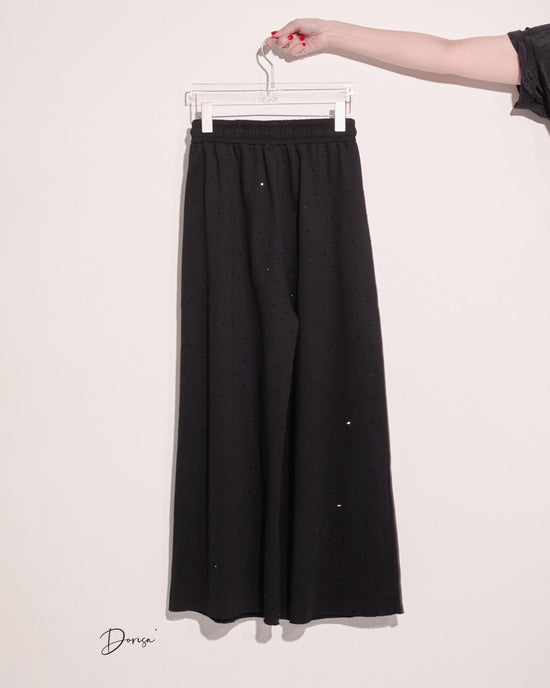 aalis DORISA elastic waist wide legs knit pants (Black stone)