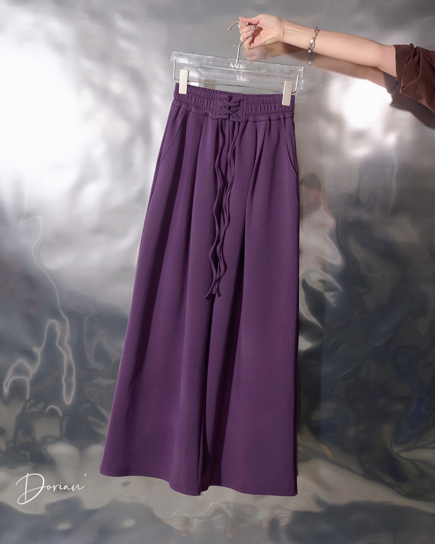 aalis DORIAN criss cross waist double knit pants (Purple)