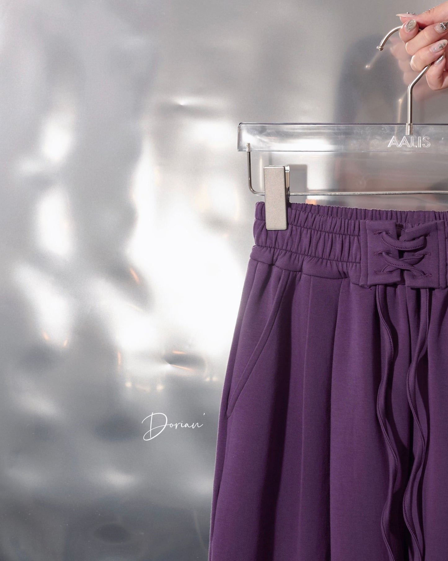 aalis DORIAN criss cross waist double knit pants (Purple)