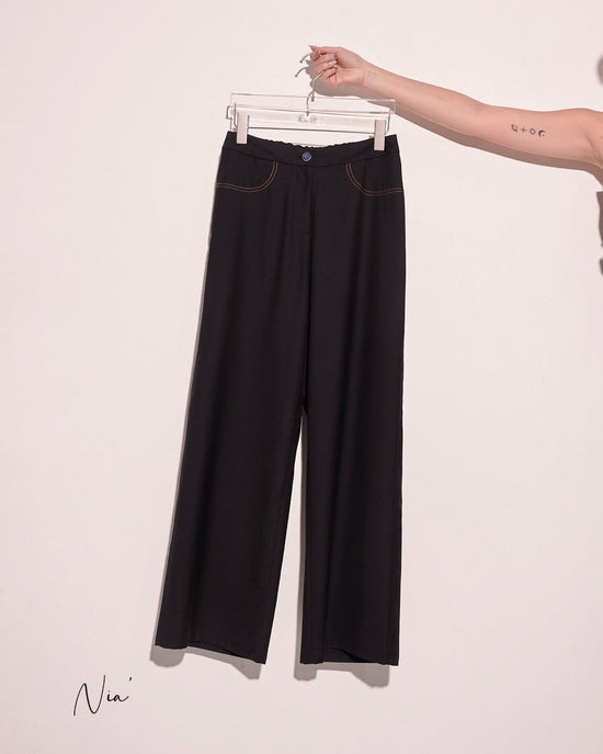 aalis NIA denim details suiting pants (Black)