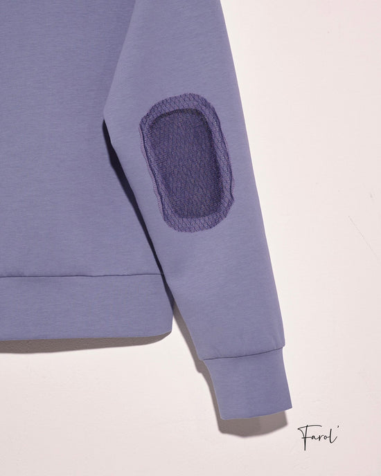 aalis FAROL FW24 sweater w lace patch on elbow (Grey blue)