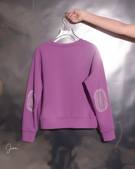 aalis FAROL FW24 sweater w lace patch on elbow (Magenta)