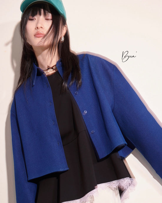 aalis BUA wide sleeves crop shirt (Denim blue)