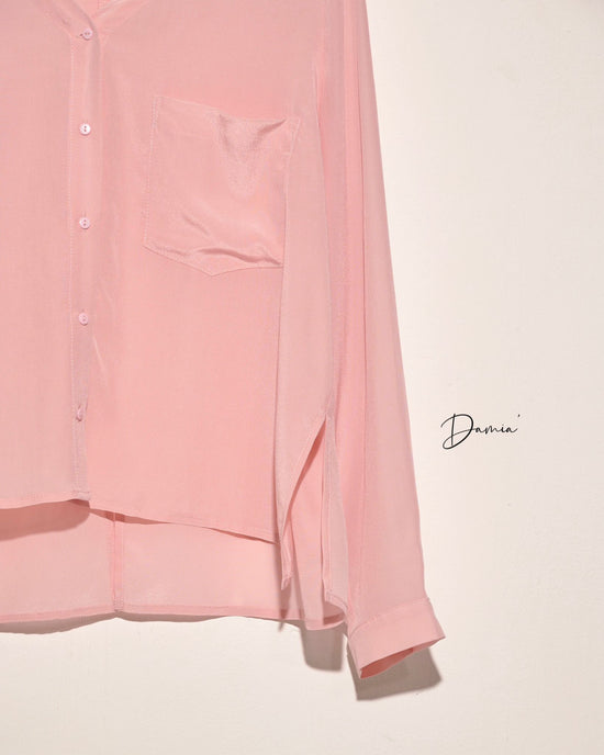 aalis DAMIA SILK single pocket V neck shirt (Pink)