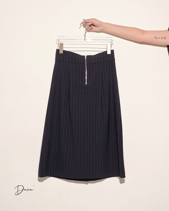 aalis DANA Zip front detail skirt (Navy stripe)