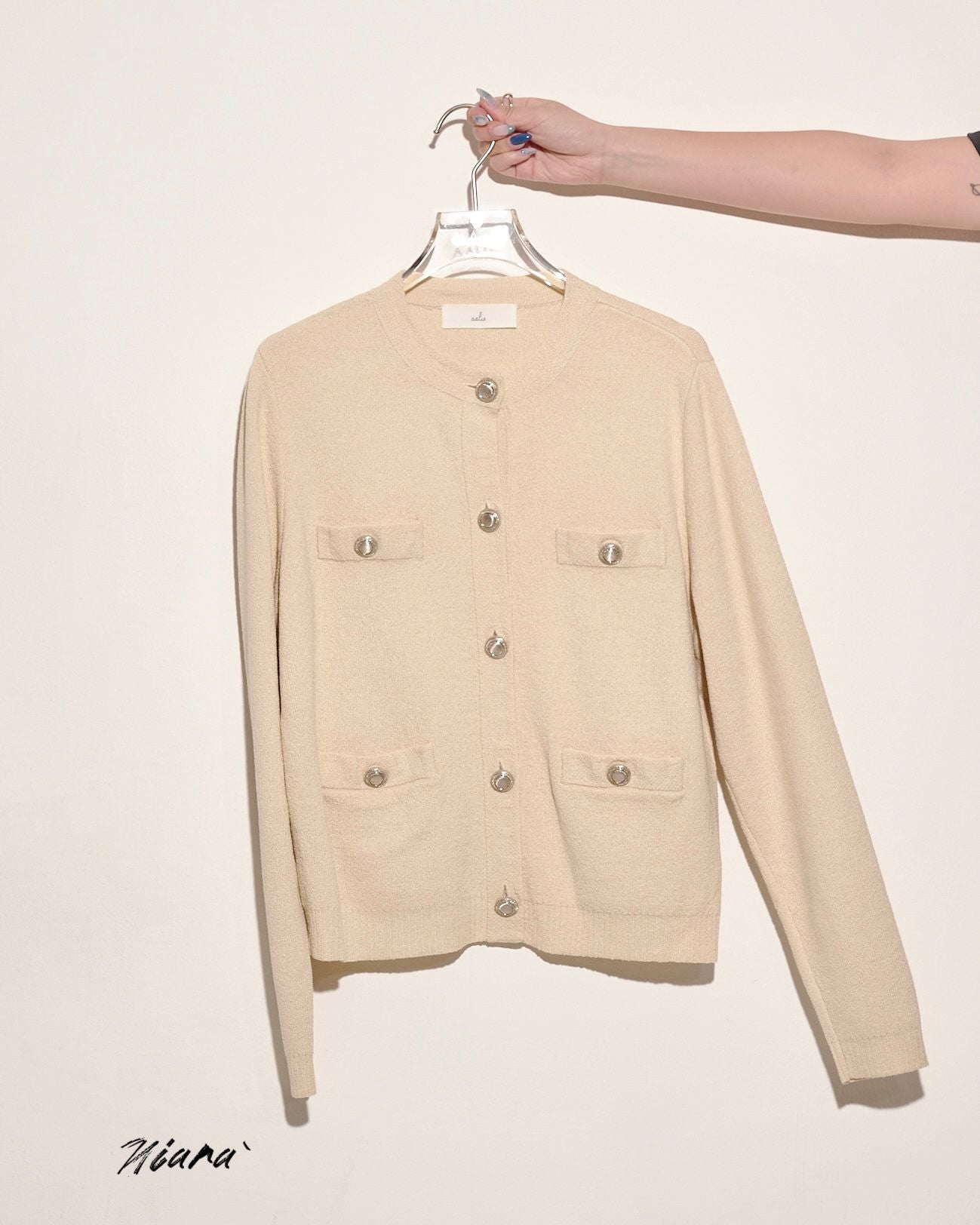 aalis NIARA 4 pockets roundneck cardigan (Light beige)