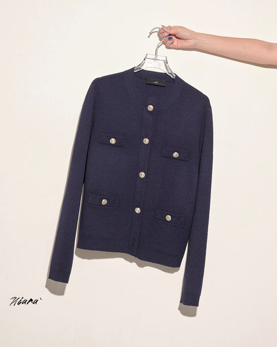 aalis NIARA 4 pockets roundneck cardigan (Navy)