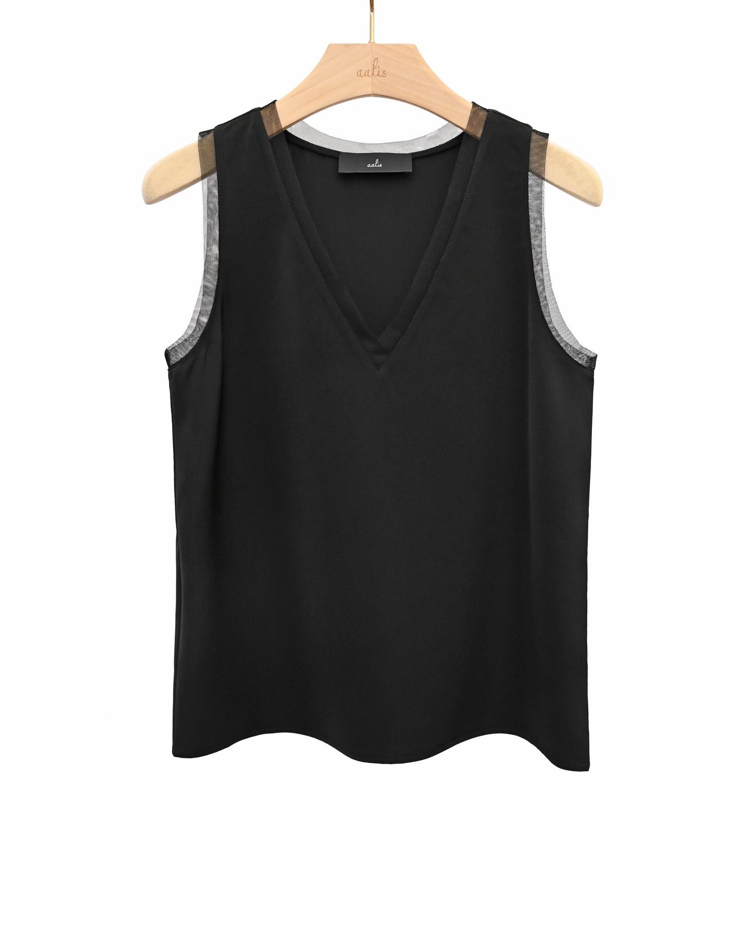 aalis IDO V neck mesh trim tank (Black)