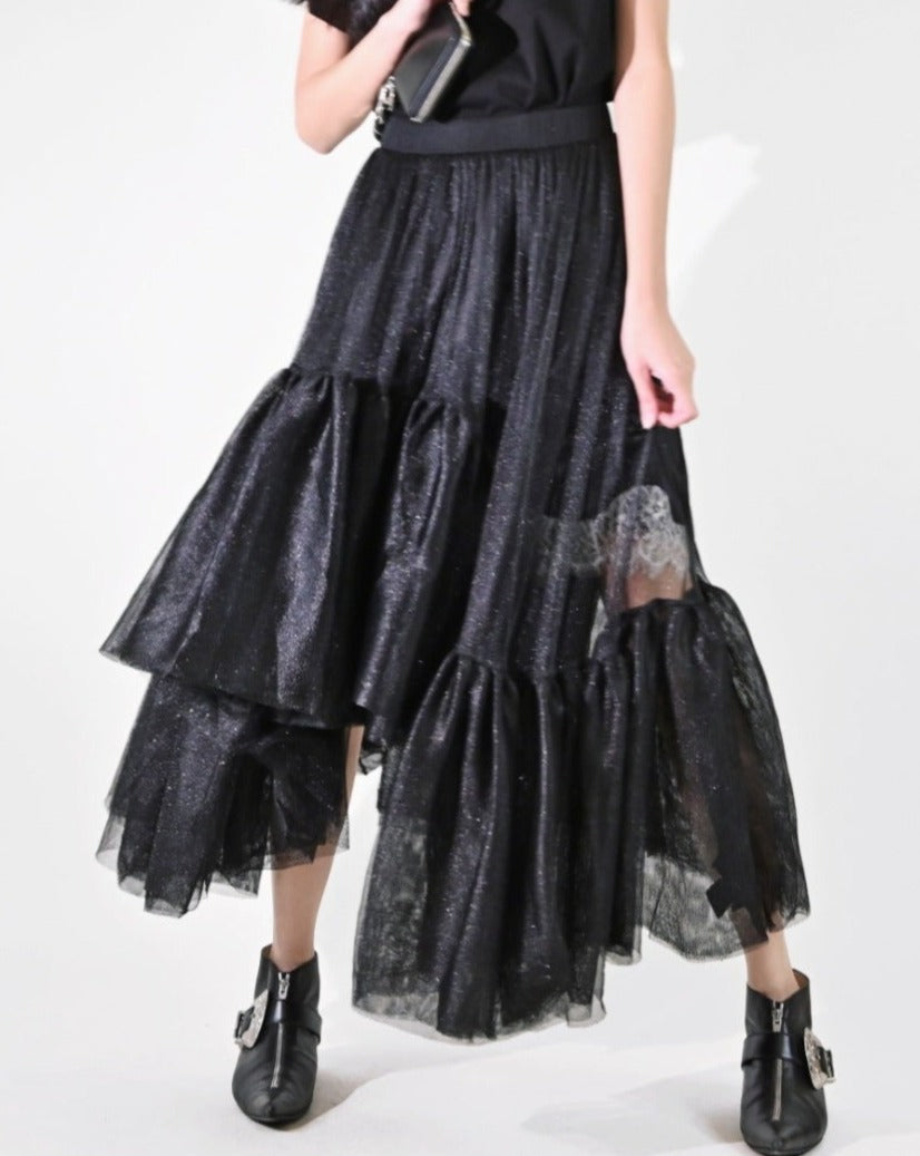 aalis AVAYAH mesh skirt (Glitter black)